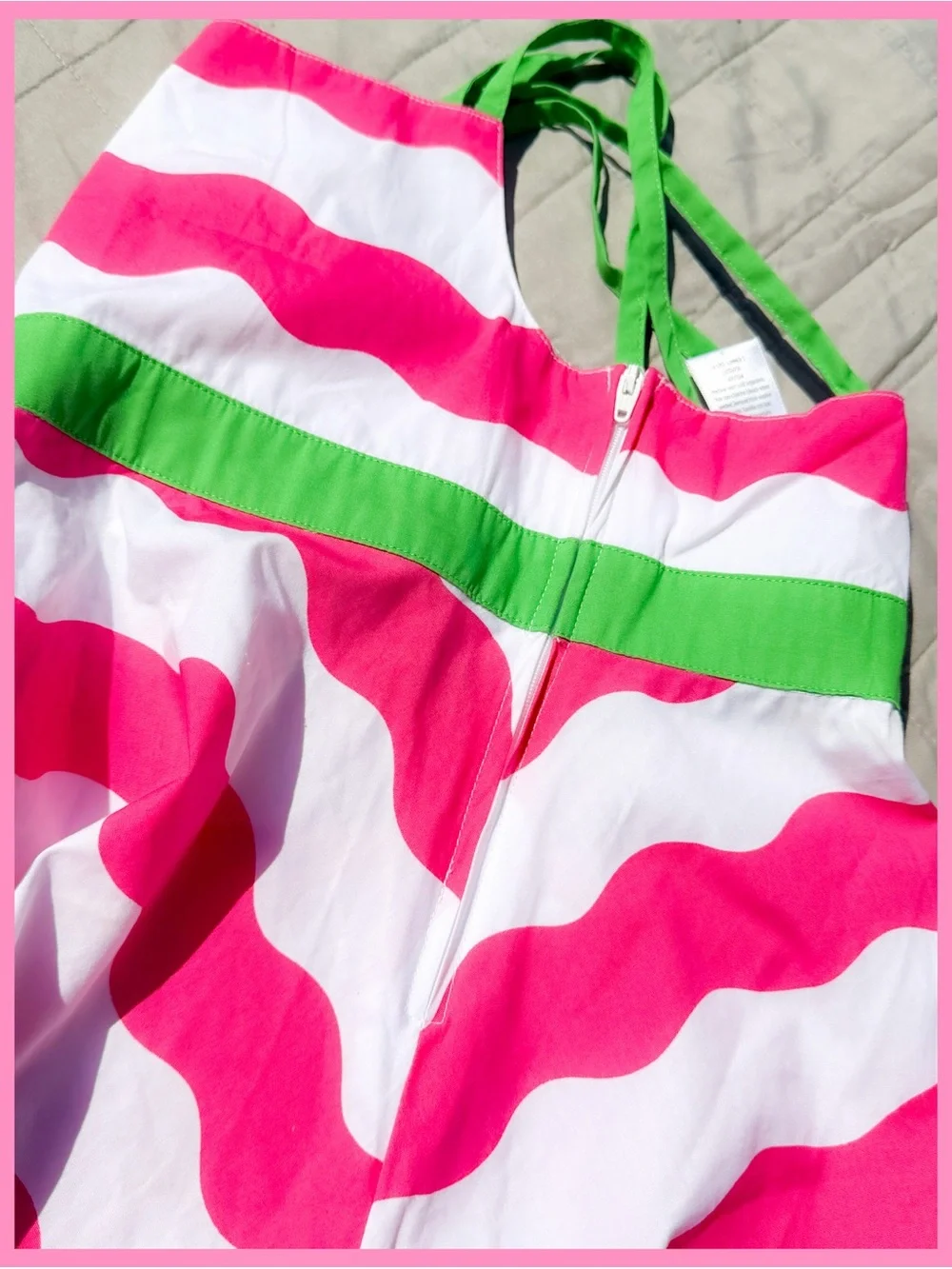 NWoT Gymboree Island Lily Pink White Green Wavy Stripe Sundress Dress Portrait 6